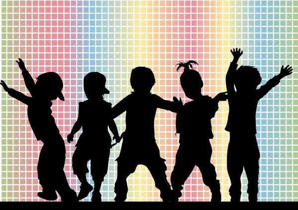 Children silhouettes — Stock Vector