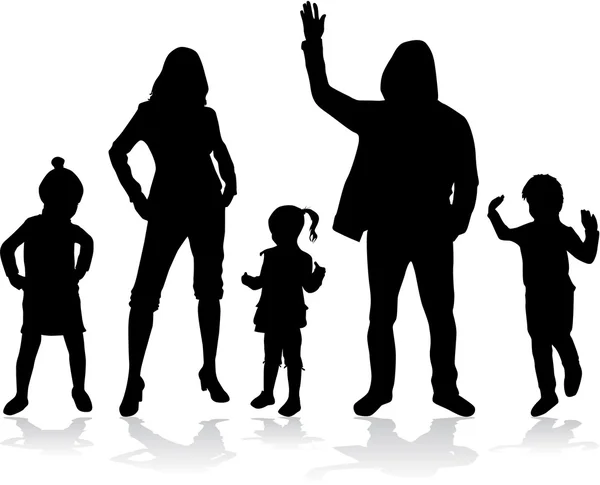 Family silhouettes — Stock Vector