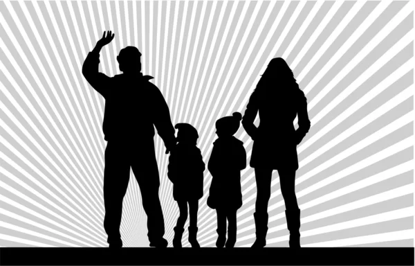 Family silhouettes — Stock Vector