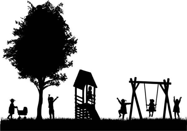 Children at the playground. — Stock Vector