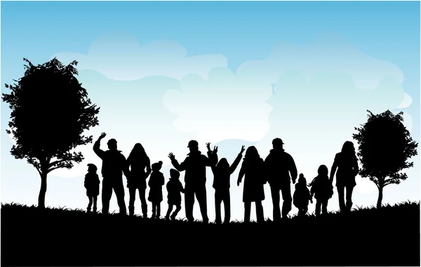 Family silhouettes — Stock Vector