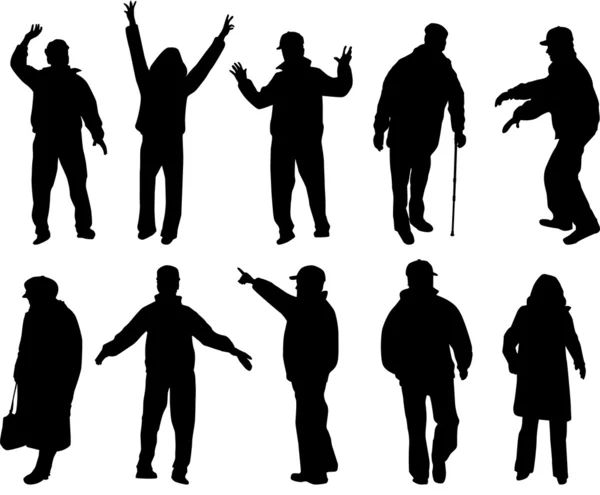 Senior .Silhouettes of people. — Stock Vector