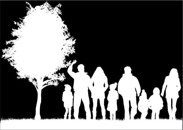 Family silhouettes — Stock Vector