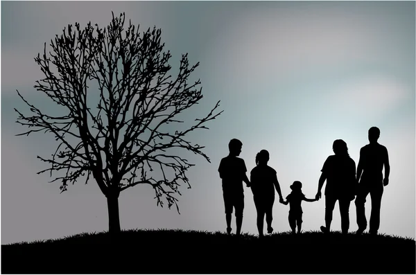 Family silhouettes — Stock Vector