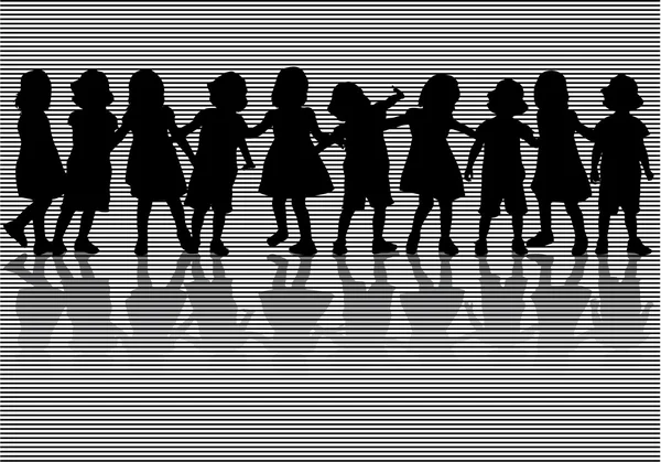 Children silhouettes — Stock Vector