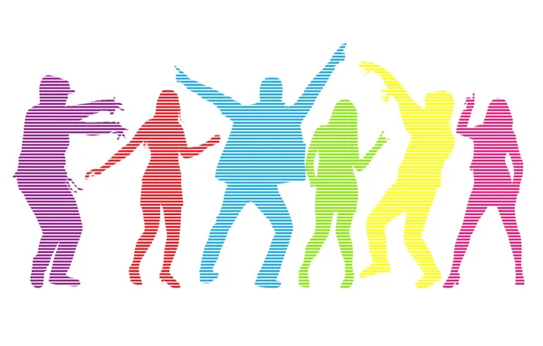 Dancing people silhouettes — Stock Vector