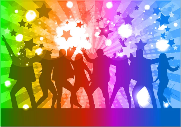 Dancing people silhouettes — Stock Vector