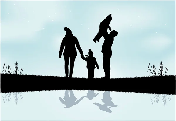 Siluetas familiares — Vector de stock