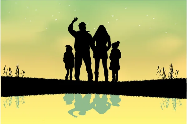 Family silhouettes — Stock Vector