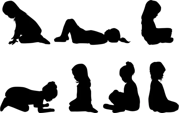 Children silhouettes — Stock Illustration Children silhouettes Stock Vector