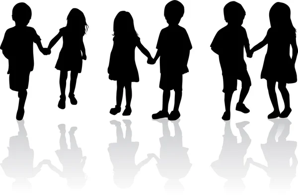 Children silhouette — Stock Vector