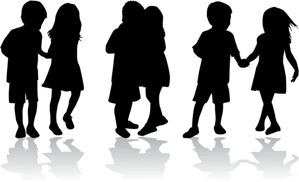 Children silhouette — Stock Vector