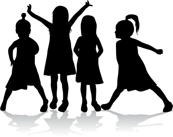 Silhouettes enfants — Image vectorielle