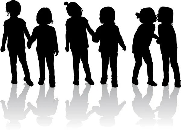 Children silhouette — Stock Vector