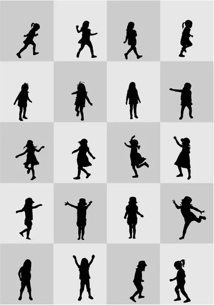 Silhouettes enfants — Image vectorielle