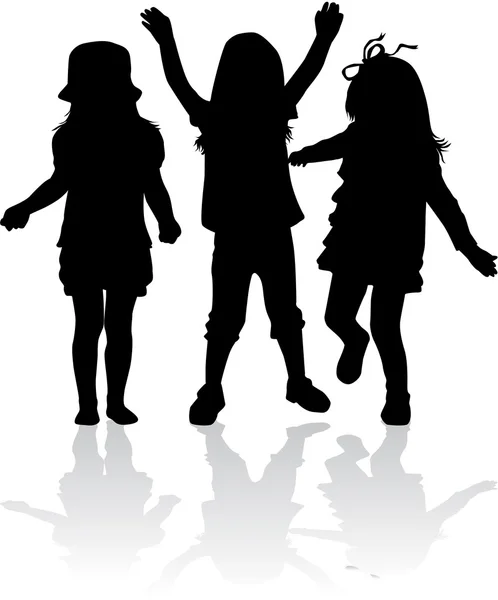 Children silhouettes — Stock Vector