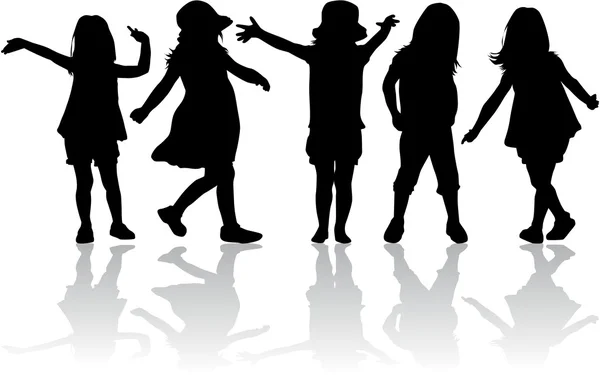 Kinderen Silhouetten — Stockvector