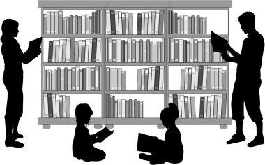 Bir aile bir kitap okuma silüeti