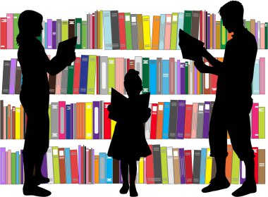 Bir aile bir kitap okuma silüeti