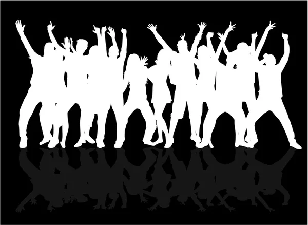 Dancing people silhouettes — Stock Vector