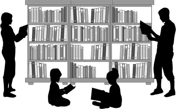 Silhouet van een familie lezen van een boek — Stockvector