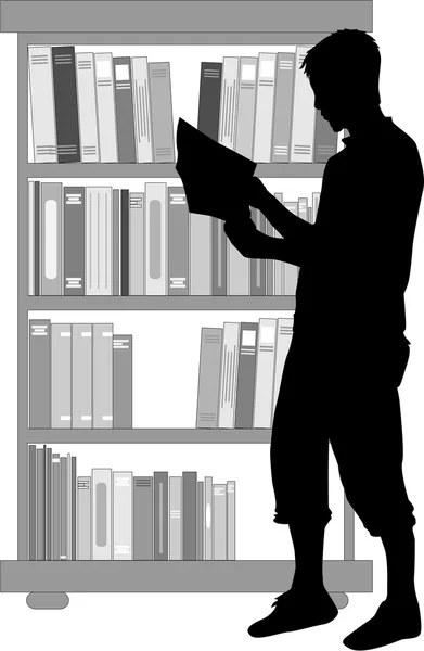 Silhouette di un uomo con un libro . — Vettoriale Stock