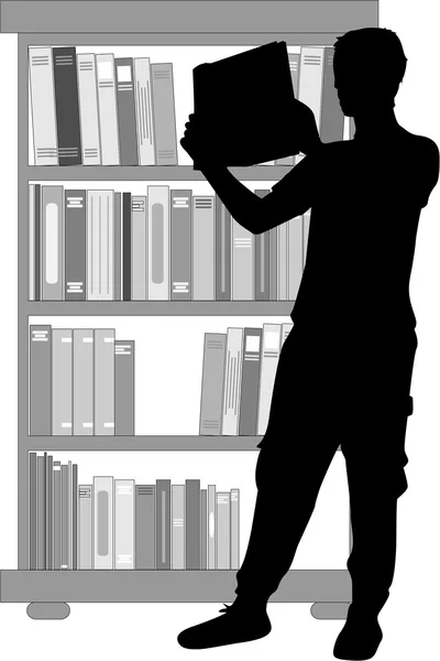 Silhouette di un uomo con un libro . — Vettoriale Stock