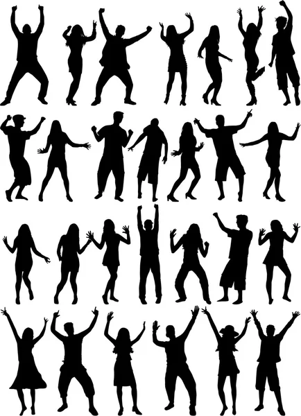 Dansende mensen silhouetten — Stockvector