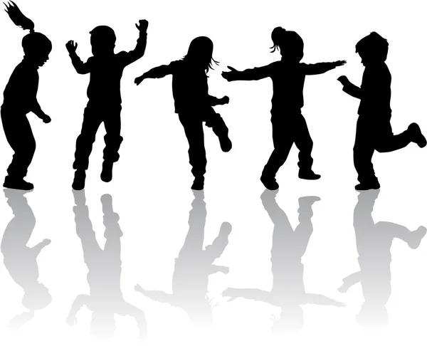 Kinderen Silhouetten — Stockvector