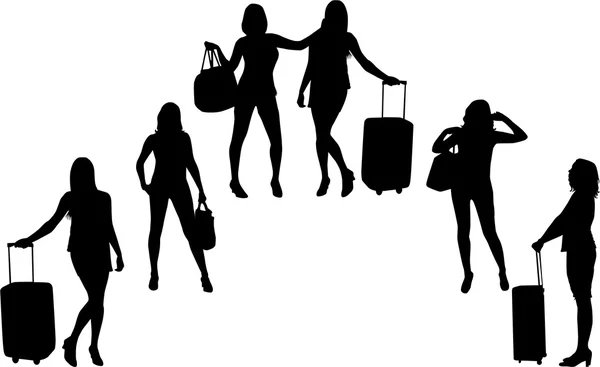 Κορίτσι με τη βαλίτσα — Διανυσματικό Αρχείο