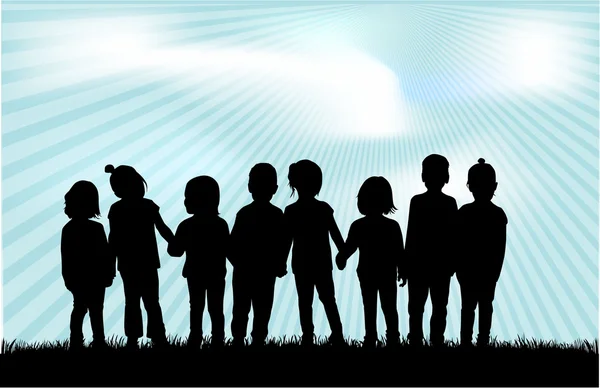 Children silhouettes — Stock Vector