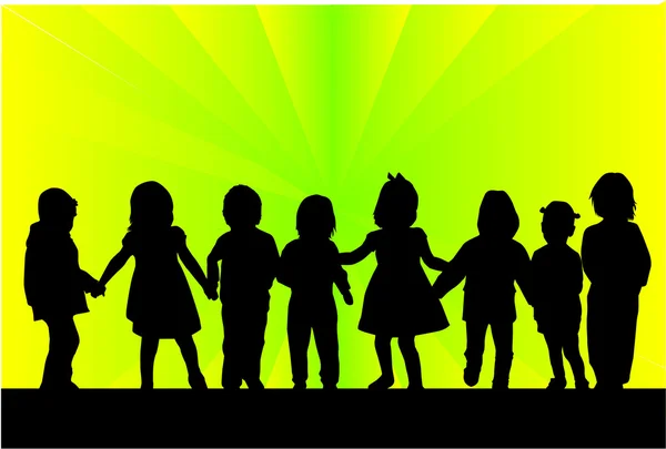 Kinderen Silhouetten — Stockvector