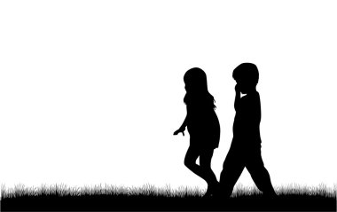 Çocuk silueti doğada .