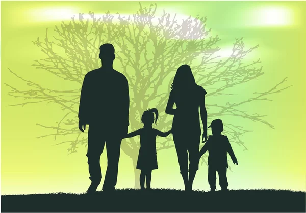 Family silhouettes. — Stock Vector