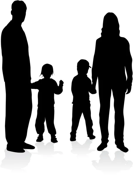Family silhouettes. — Stock Vector