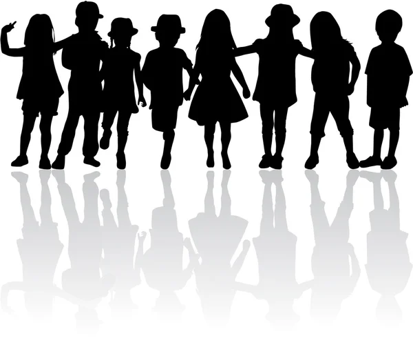 Kinderen Silhouetten. — Stockvector