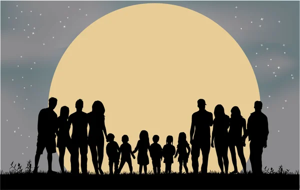 Family silhouettes. — Stock Vector