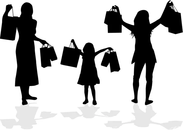 Mädchen beim Einkaufen. — Stockvektor