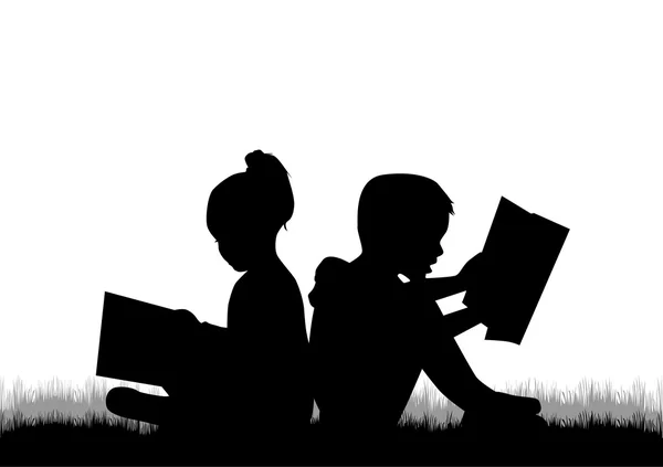 Crianças lendo o livro . —  Vetores de Stock