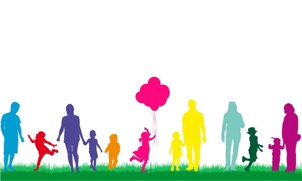 Familie silhouetten — Stockvector