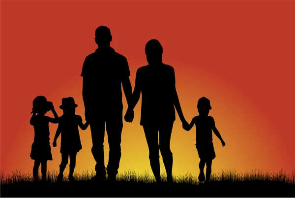 Family silhouettes — Stock Vector