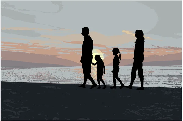 Siluetas familiares — Vector de stock