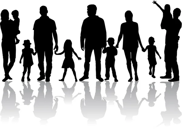 Familie silhouetten — Stockvector