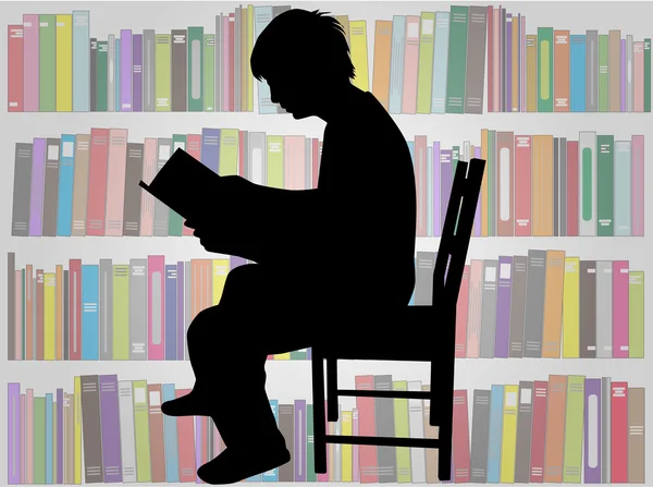 Silueta de un hombre con un libro . — Vector de stock