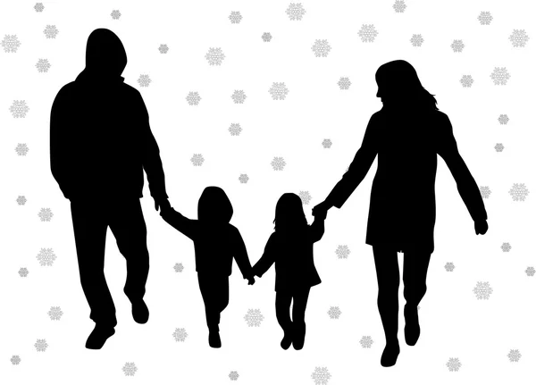 Silhouette Familie des Winters. — Stockvektor