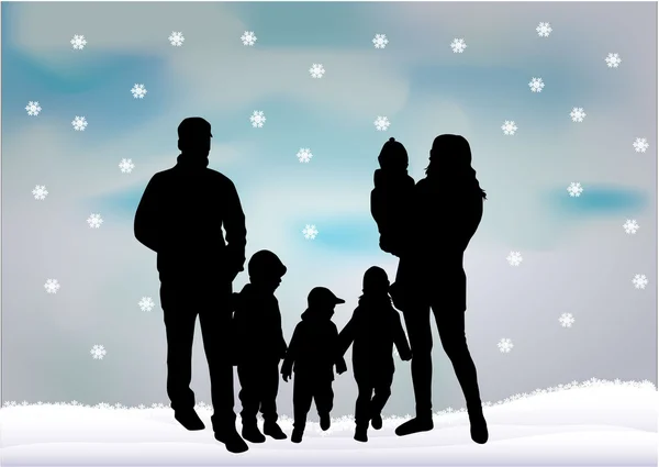 Weihnachten Familie Silhouetten . — Stockvektor