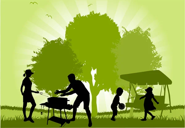 Familienpicknick im Garten — Stockvektor