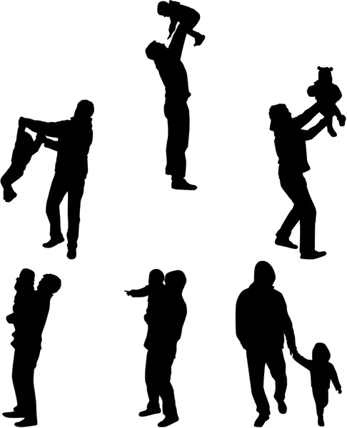 Silhouette father of the child. — Stock Vector