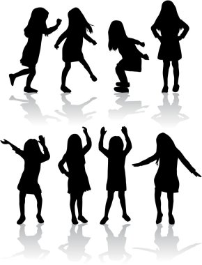 Çocuk siluetleri. Kavramsal çizimi.