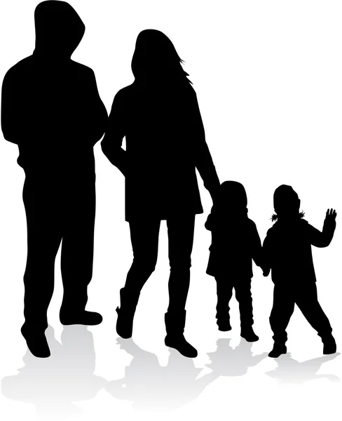 Vector silhouet van familie. — Stockvector